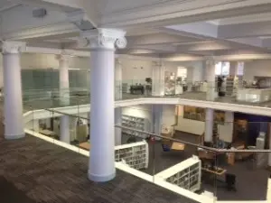 Central Library Edinburgh glass balustrade with stainless steel handrail